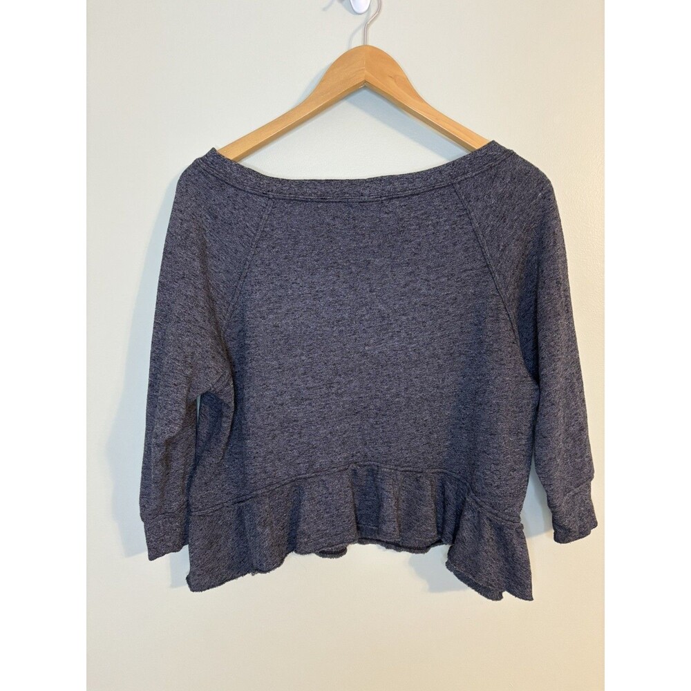 Juicy Couture Heathered Gray Cropped Ruffled Hem Sweatshirt Large USA - Picture 2 of 9